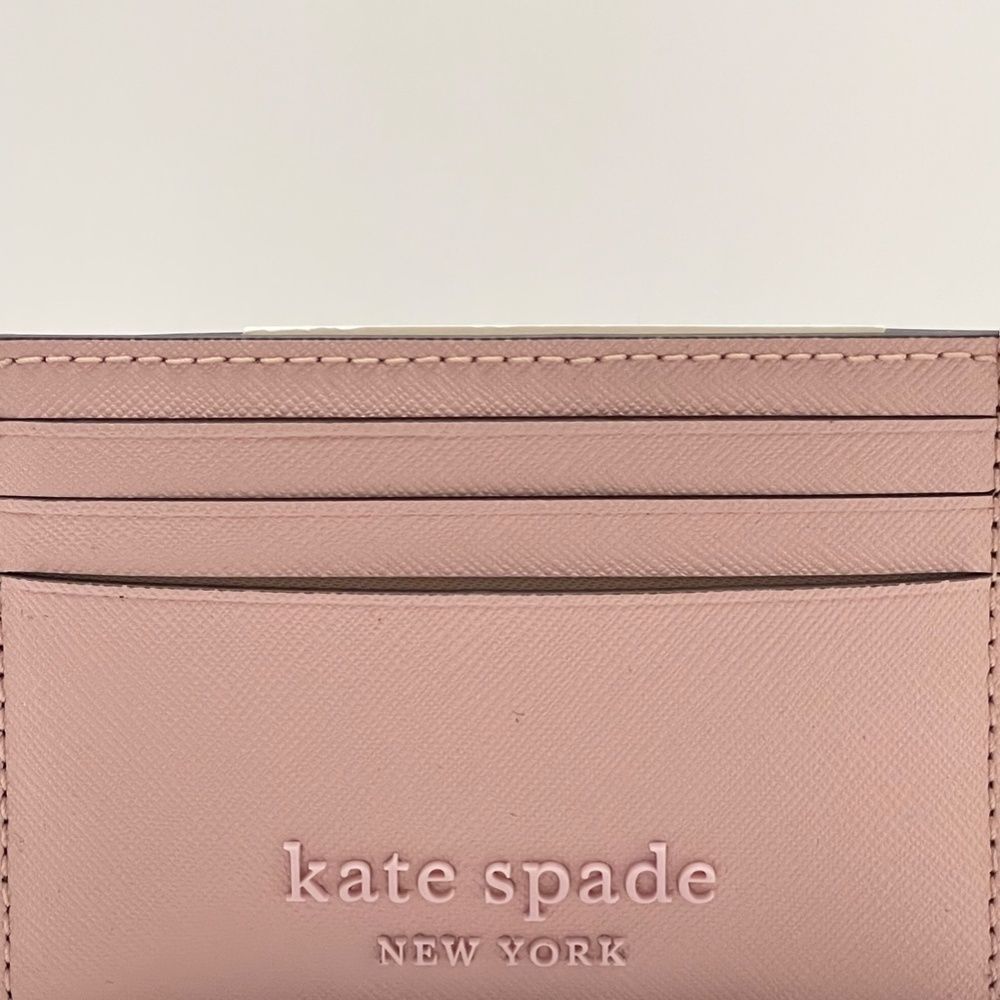 Kate Spade Small Slim Card Holder Leather Cameron Pink tutu - Picture 2 of 5
